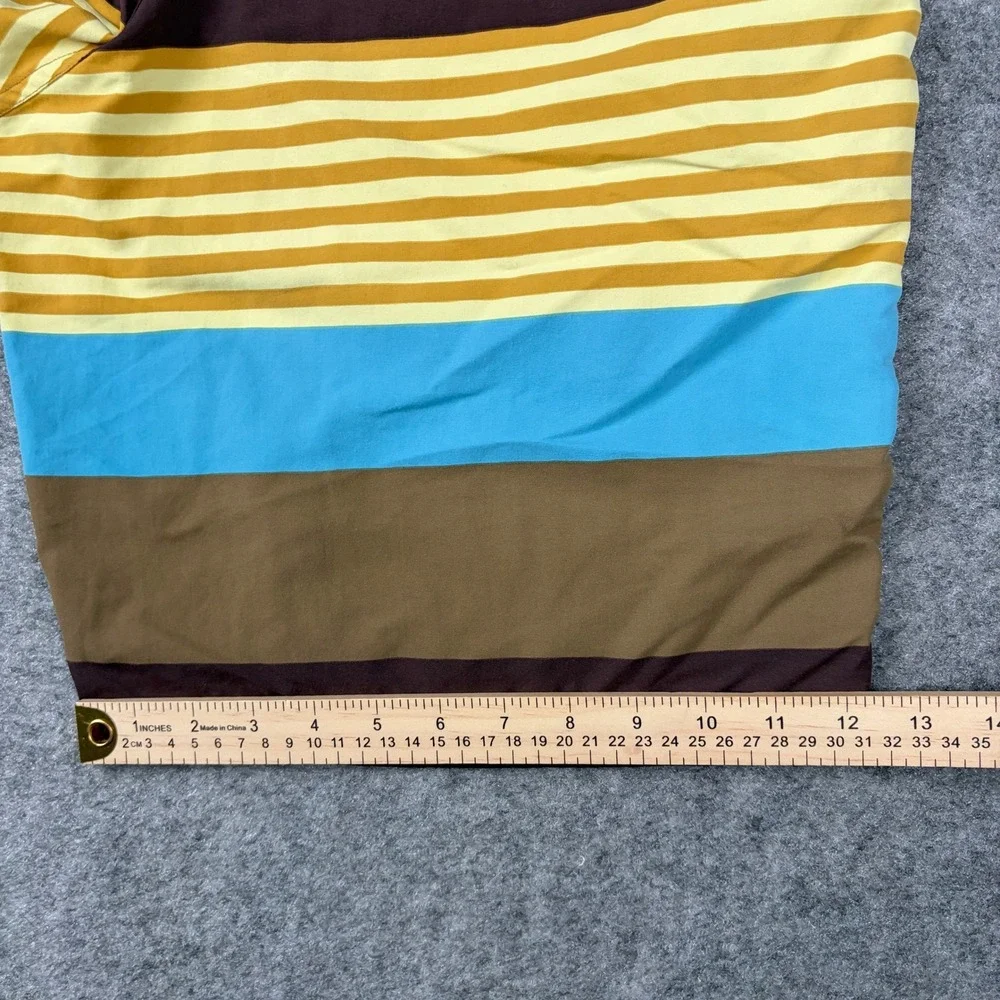 Patagonia Board Shorts Mens 32‎ Brown Blue Yellow Striped Swim Trunks Beach Surf
